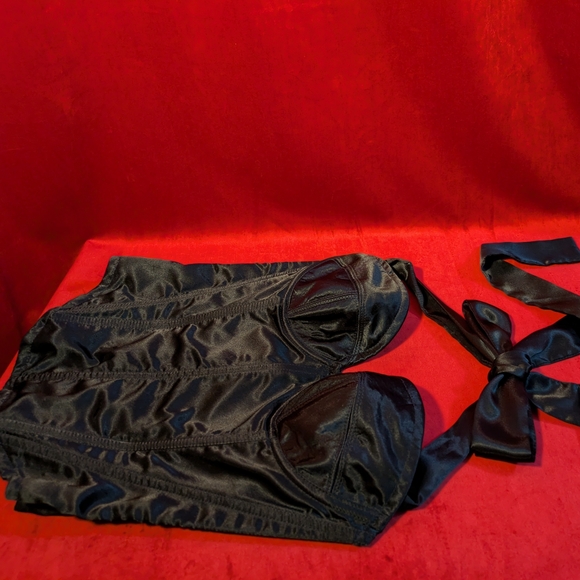 vintage trashy lingerie Playboy bunny costume halter bustier with ribbon tie 36B - Picture 2 of 9